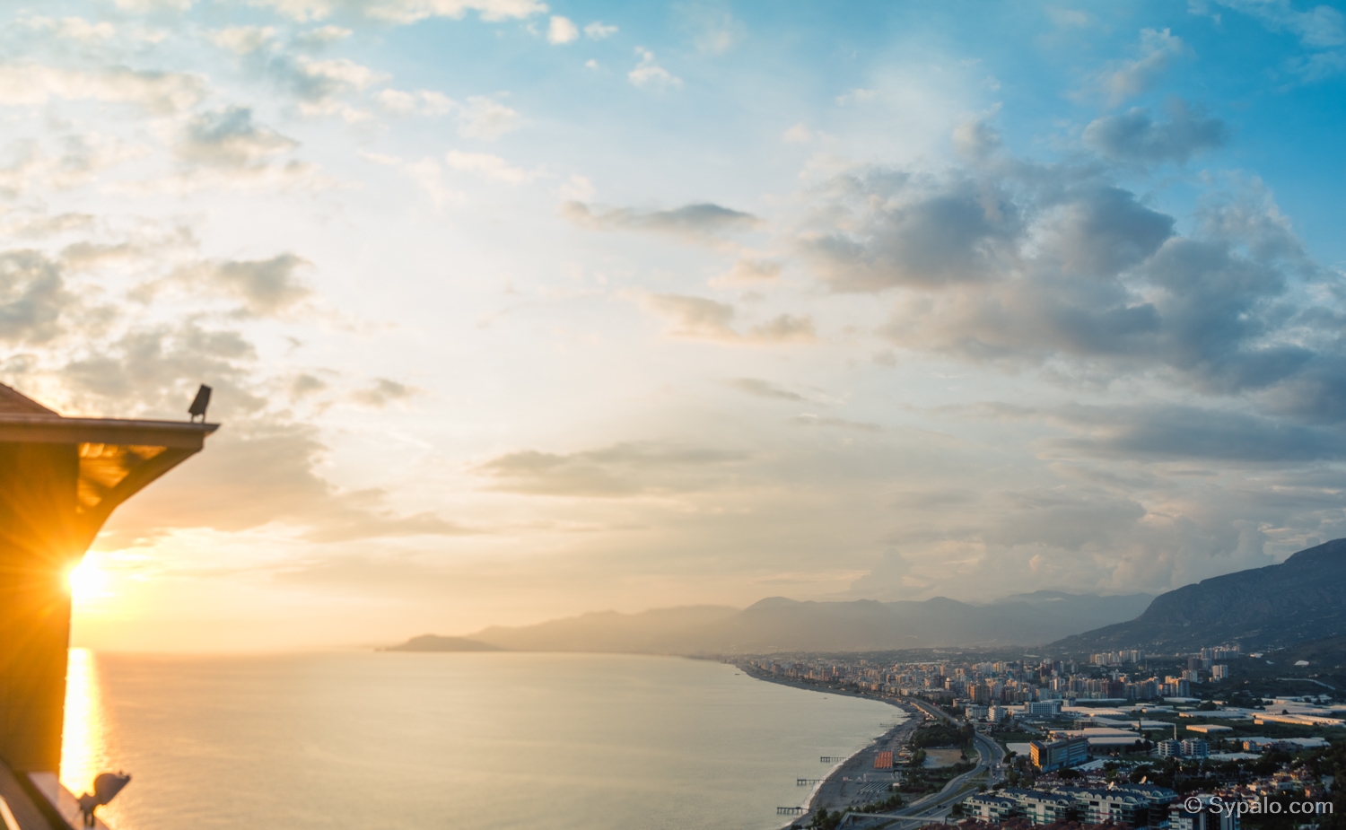 A sunset in Alanya city; view from the hotel