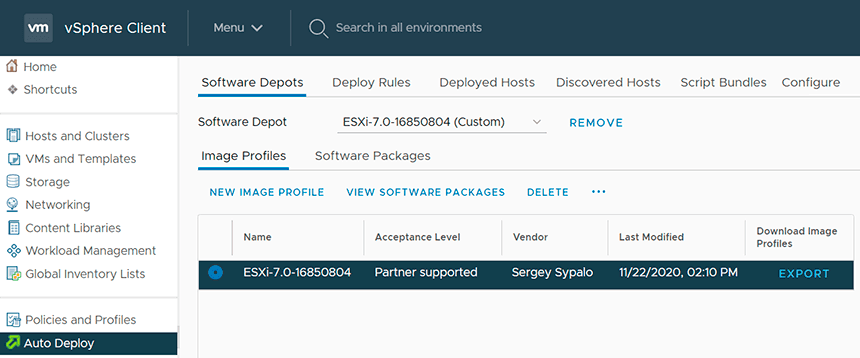 Create custom ESXi image