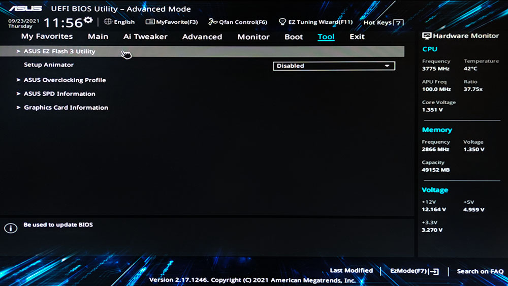 Enter BIOS update utility