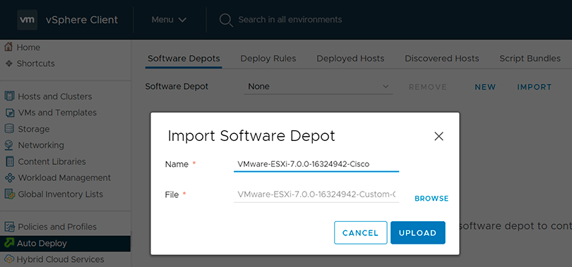 Import vendor-customized image